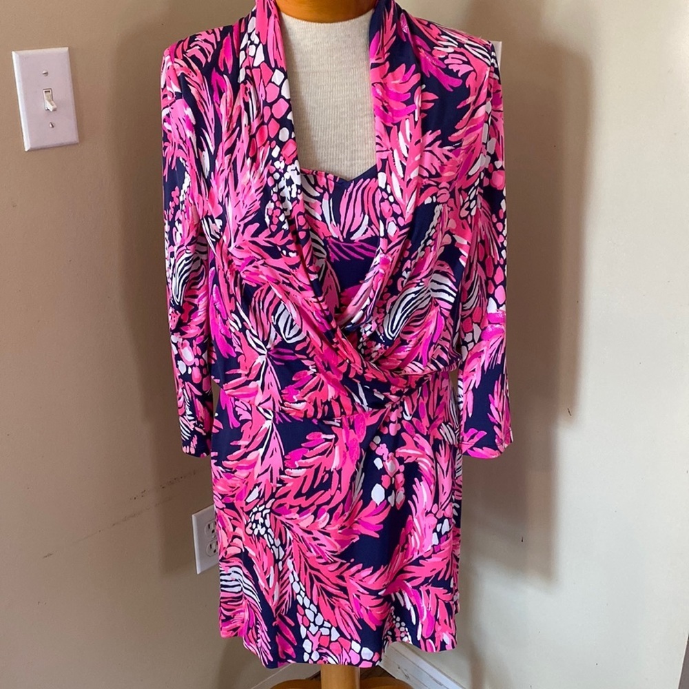 Lilly Pulitzer Felizia Bright Navy A Jungle In Here Silk Dress S Vacation resort